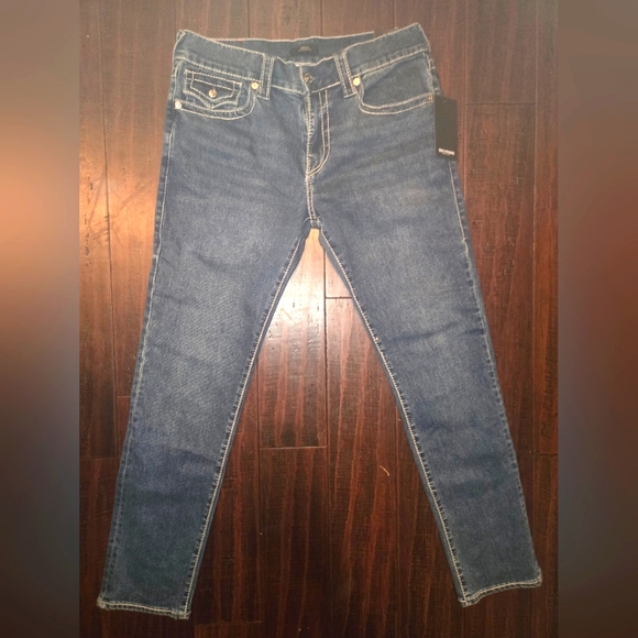 True Religion Rocco Big T Flap Blue Denim Skinny Jeans sz 34